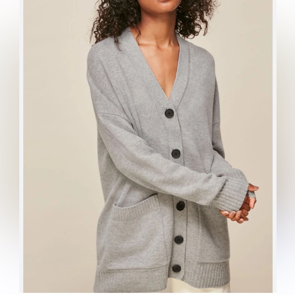 Women's Cardigan Light Gray Grandpa Sweater S